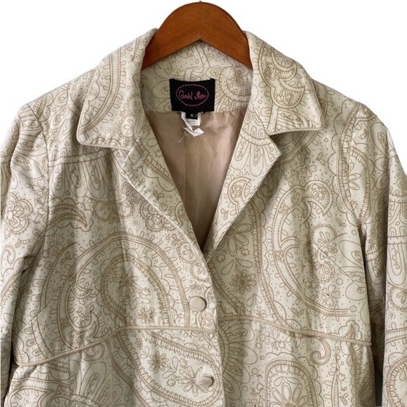 Vintage Maternity Paisley Floral Corduroy Button Front Long Blazer Jacket Lined - Picture 16 of 16